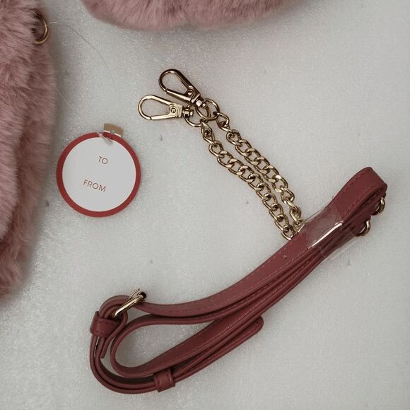 NWT 2PCS Gift Set CYNTHIA ROWLEY Pink Fluffy Tote Faux Fur Handbag Ear Muffs - Picture 10 of 11